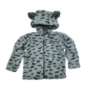 Patagonia Baby Furry Friends Hoody Snowy‎ Light Plume Grey Dot Zip Up Jacket 2T
